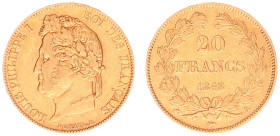 France - Kingdom - Louis Philippe I (1830-1848) - 20 Francs 1848-A (KM750.1, Gad.1031, Fr.560) - Obv: Laureate head left / Rev: Value within wreath - ...