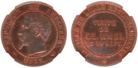 France - Second Empire - Napoleon III (1852-1870) - 10 Centimes 1853 - Visit of Bourse in Lille, Essai by Barre (Gad.249c, Maz.1751b) - Obv: Head left...