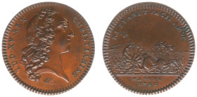 France - Medals, Tokens & Jetons - 1740 - Jeton Louis XV Marine by J.C. Röettiers - Obv. Portrait right / Rev. Biga with hippocampuses - bronze 30 mm ...