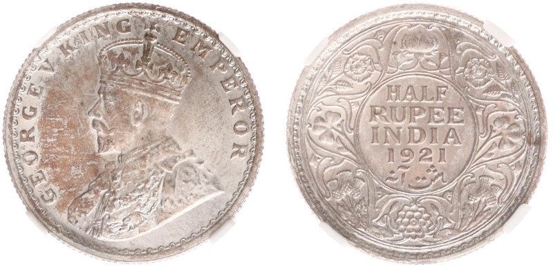 India - British - George V (1910-1936) - ½ Rupee 1921, Calcutta mint (KM522, SW8...