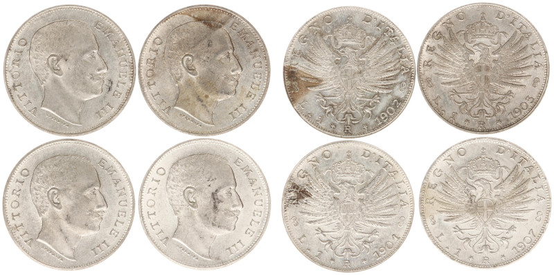 Italy - Kingdom - Vittorio Emanuele III (1900-1946) - Lira 1901, 1902, 1905 & 19...