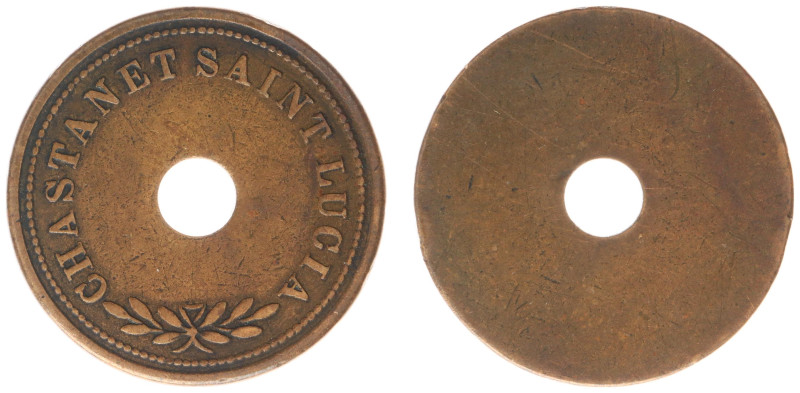 Saint Lucia - Medals & Tokens - Uniface coaling token nd. (ca.1870-85) for Chast...