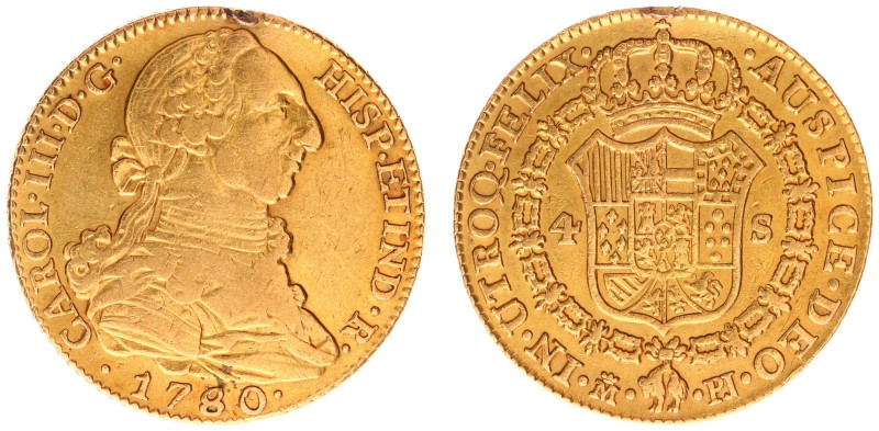 Spain - Carlos III (1759-1788) - 4 Escudos 1780/79-PJ, Madrid (KM418.1, AC.1783,...