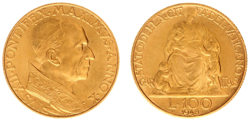 Vatican City - Pius XII (1939-1958) - 100 Lire 1948-X (KM39, Gig.106, Fr.287) - ...