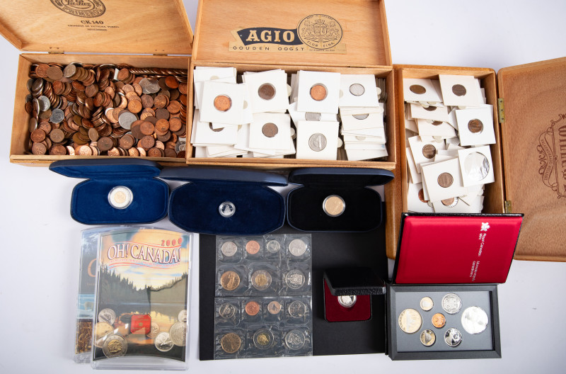 Coins world in boxes - Canada - Box with modern Canadian coins,coin sets, and ma...