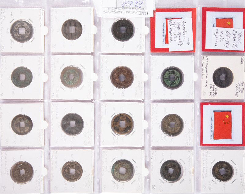 Coins world in boxes - China - Lot with 17 pieces AE Cash: 2x Tang dynasty (618-...