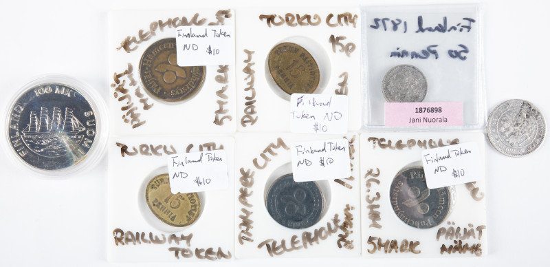 Coins world in boxes - Finland - Lot with coins Finland incl. 100 Markkaa 1991, ...