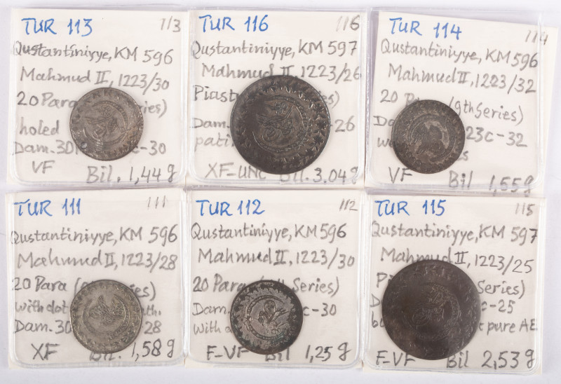 Coins world in boxes - Turkey - Lot with Constantinople mint 20 Para AH1223/28, ...