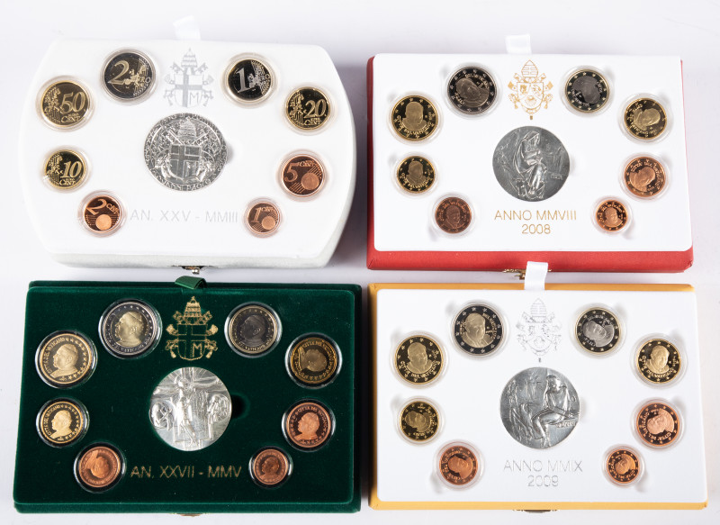 Coins world in boxes - Vatican City - Lot with 4 Vatican Proofsets 2003, 2005, 2...