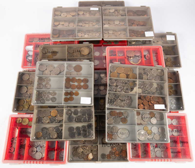 Coins world in boxes - World coins - Box with collectionWorld coins sorted in sm...