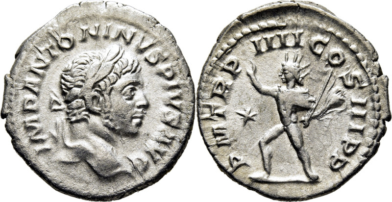 IMPERIO ROMANO. Heliogábalo. Denario. 221 d.C. PM TR P IIII COS III PP. Sol con ...