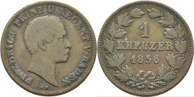 ALEMANIA-BADEN. Federico Rey Regente. 1 kreuzer. 1856