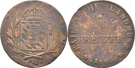 ALEMANIA-BAVIERA. Escudo. 1 kreuzer. 1806
