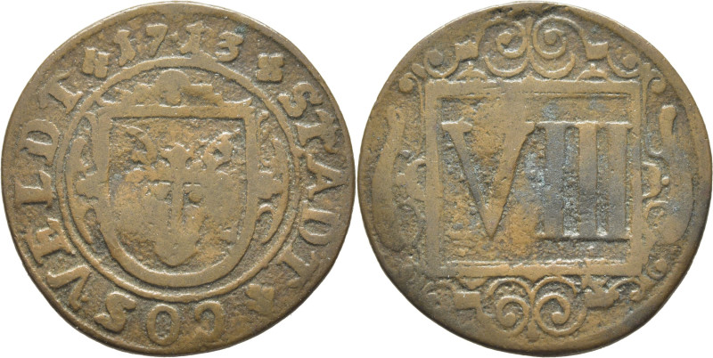 ALEMANIA-CAESFELD. Escudo. 8 pfenning. 1713. K9. Mejor que BC+. El propietario l...
