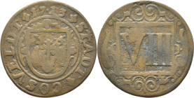 ALEMANIA-CAESFELD. Escudo. 8 pfenning. 1713
