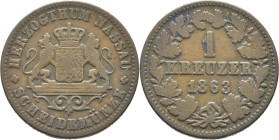 ALEMANIA-NASSAU. Escudo. 1 kreuzer. 1863