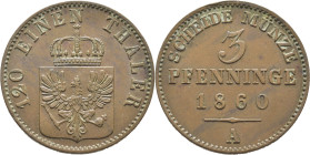 ALEMANIA-PRUSIA. Escudo. 3 pfenning. 1860K