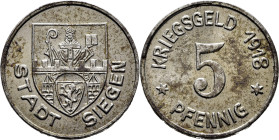 ALEMANIA-SIEGEN. Escudo. 5 pfenning (hierro?). 1918