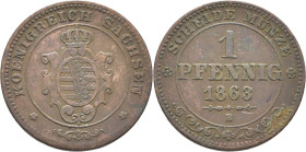 ALEMANIA-SAJONIA-ALTENBURG. Escudo. 1 pfenning. 1863B