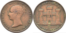 GIBRALTAR. Victoria. 1/2 cuarto. 1842