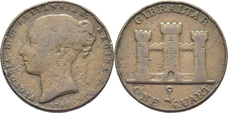 GIBRALTAR. Victoria. 1 cuarto. 1842. K2. Oxidación. BC/casi MBC-. El propietario...
