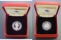 GIBRALTAR. Isabel II. 14 ecus (=10 libras). 1992. Plata. Isabel II y jinete con lanza en ristre. PROOF FDC