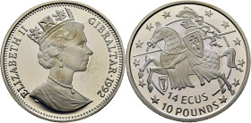 GIBRALTAR. Isabel II. 14 ecus=10 libras. 1992. PROOF FDC