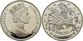 GIBRALTAR. Isabel II. 35 ecus=25 libras. 1992. PROOF FDC