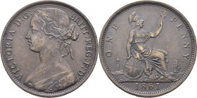 GRAN BRETAÑA. Victoria. 1 pen. 1861 (16l+w.o.r.s.)