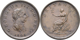 GRAN BRETAÑA. Jorge III. 1/2 pen. 1806 wob