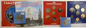 GRAN BRETAÑA. Isabel II. Carteras (2) Royal Mint. Serie oficial 1/2 pen a 50 pence (7)… Lote de 2 sets más 1