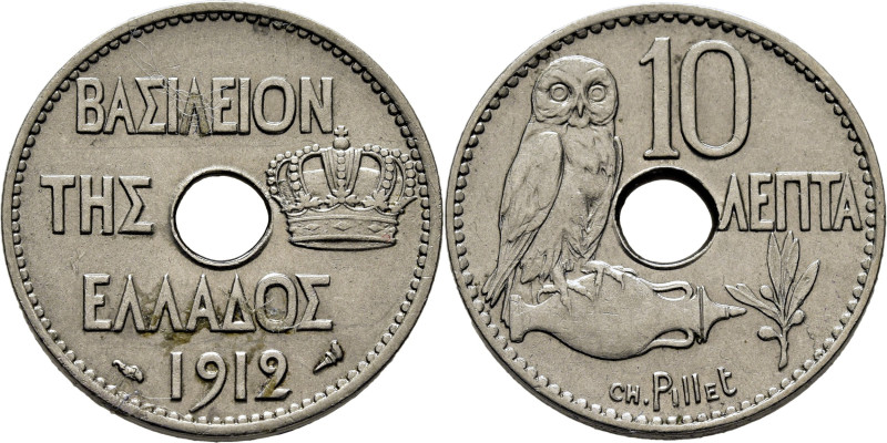 GRECIA. Lechuza. 10 lepta. 1912. K63. EBC+, brillo original. El propietario la v...
