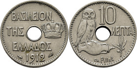 GRECIA. Lechuza. 10 lepta. 1912. EBC+