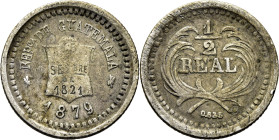 GUATEMALA. Escudo. 1/2 real. 1879