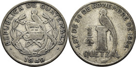 GUATEMALA. Ave Quetzal. 1/4 quetzal. 1949
