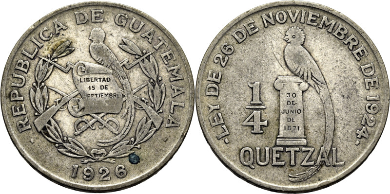 GUATEMALA. Ave Quetzal. 1/4 quetzal. 1926. K243.1. MBC-. El propietario la valor...