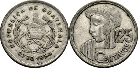 GUATEMALA. Ave Quetzal. 25 centavos. 1954