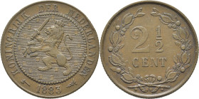 HOLANDA. Guillermo. 1 1/2 céntimos. 1883