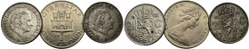 HOLANDA. Juliana. 2 1/2 gulden. 1961 y 62. GIBRALTAR. 1 corona. 1967. Lote de 3