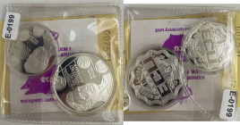 HOLANDA. Guillermo I. 10 y 2 1/2 ecus de plata. 1992. PROOF FDC. Lote de 2