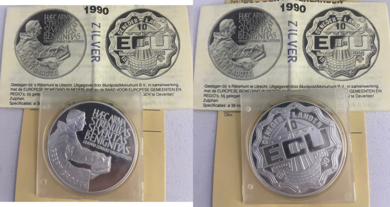 HOLANDA. Gerard Zerbolt y Geert Groote. "Estas armas son…". 10 ecus de plata. 19...