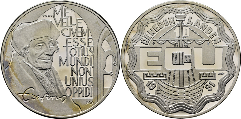 HOLANDA. Erasmo de roterdam. 10 ecus. 1991. Embutida en plástico de la casa de m...