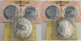 HOLANDA. Antillas holandesas y Aruba en su homenaje. 10 ecus de plata. 1992. PROOF FDC