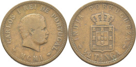 INDIA Portuguesa. Carlos I. 1/2 tanga. 1901