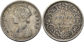 INDIA Británica. 1/4 rupia. 1862