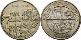 ISLANDIA. Mil cien años de la Nación. 1.000 krónur. 874-1974. SC/SC-