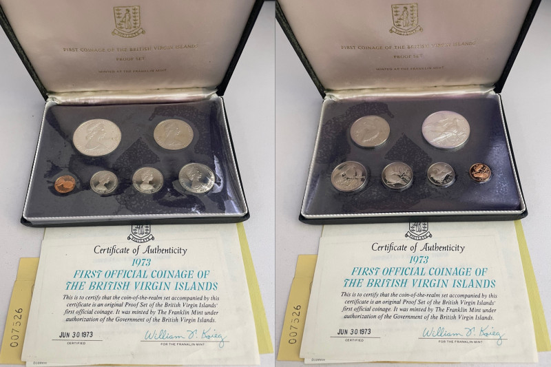 ISLAS VÍRGENES. Isabel II. Primera acuñación del país. 1 céntimo a 1$ (6). 1973....