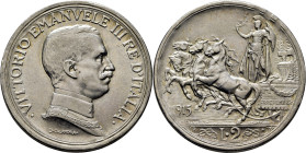ITALIA. Víctor Manuel III. Cuádriga. 2 liras. 1915. R. EBC/EBC-