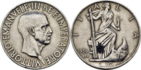 ITALIA. Víctor Manuel III. Biga. 10 liras. 1936-XIV