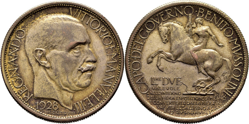 ITALIA. Víctor Manuel III. Medalla en bronce de valor 2 liras de feria de Milán....